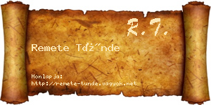 Remete Tünde névjegykártya